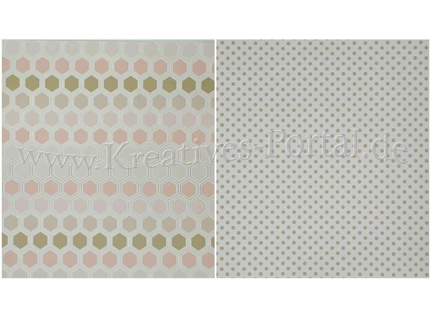 Scrapbook Design Papier * Wabe mit Goldrand