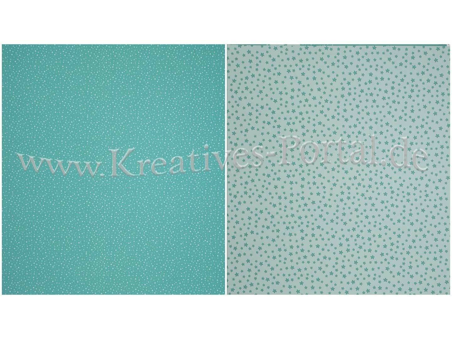 ​Scrapbook Design Papier * Mintgrün Punkte & Blumen