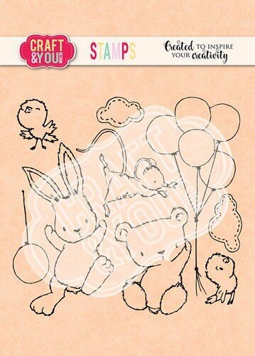 Clear Stempel Set Tiere mit Luftballons
