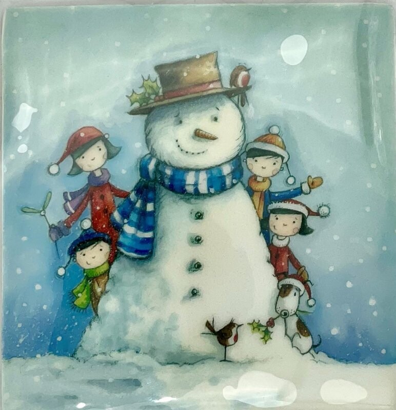 Stempel Schneemann mit Kindern