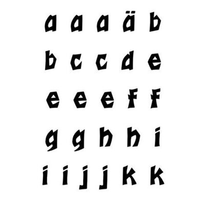 Stempelset Alphabet a-k 26 teilig