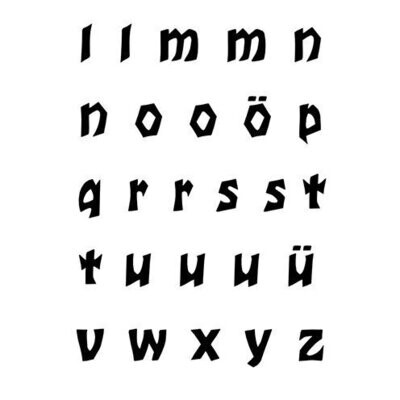 Stempelset Kleinbuchstaben Alphabet l-z 26 teilig