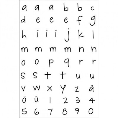 Stempel Alphabet Kleinbuchstaben mit Zahlen 55 teilig