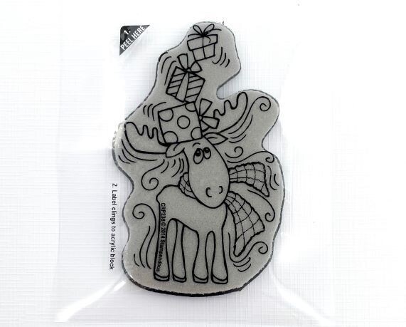 Stempel Elch mit Geschenken
