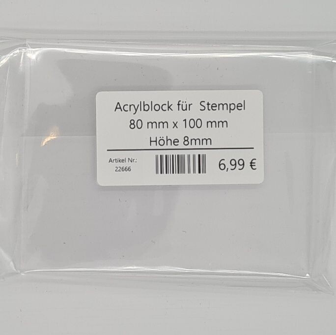 Acrylblock für Clearstempel 80 x 100 mm x 8 mm Acrylblock für Clearstempel 80 x 100 mm x 8 mm