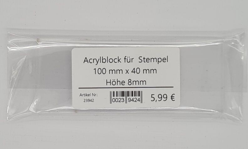 Acrylblock für Clearstempel 100 mm x 40 mm x 8mm