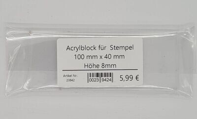 Acrylblock für Clearstempel 100 mm x 40 mm x 8mm