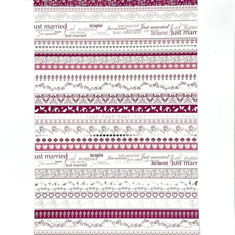 Design Papier - Just married - Silber, Rosa & Beere Design Papier - Just married - Silber, Rosa & Beere