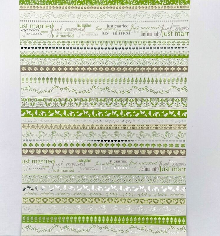 Design Papier - Just married - Silber - Grün - Creme Design Papier - Just married - Silber - Grün - Creme