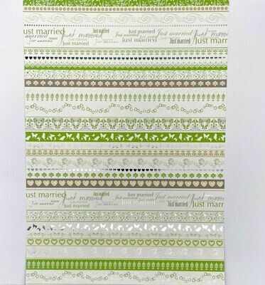 Design Papier - Just married - Silber - Grün - Creme