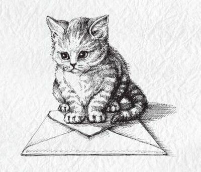 Stempel Katze mit Briefumschlag