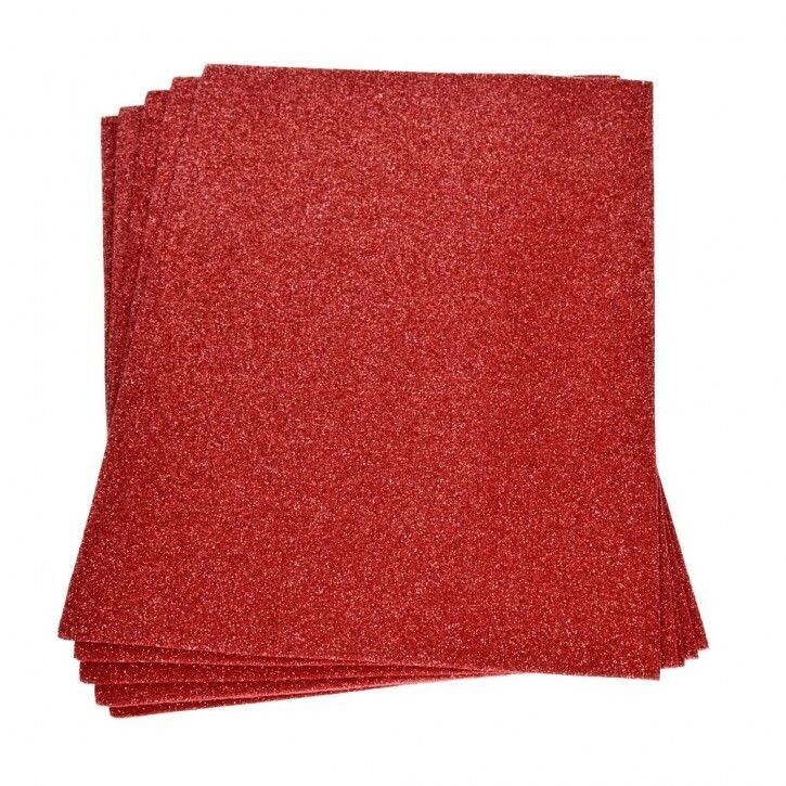 Glitter Moosgummi Platte rot