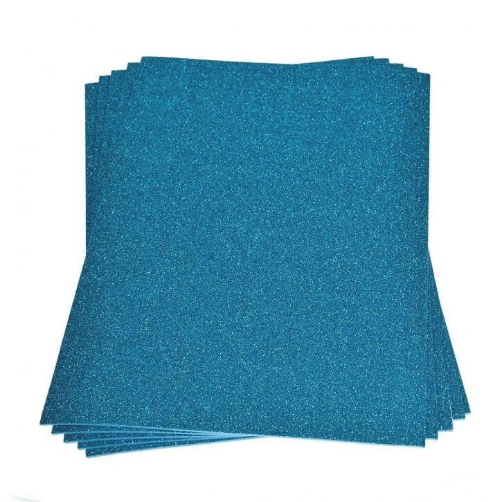 Glitter Moosgummi Platte hellblau