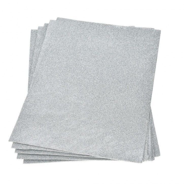Glitter Moosgummi Platte silber