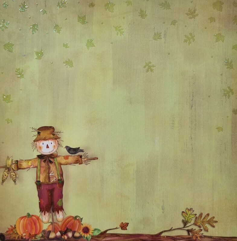 Scrapbook Papier Vogelscheuche mit Glimmer Scrapbook Papier Vogelscheuche mit Glimmer