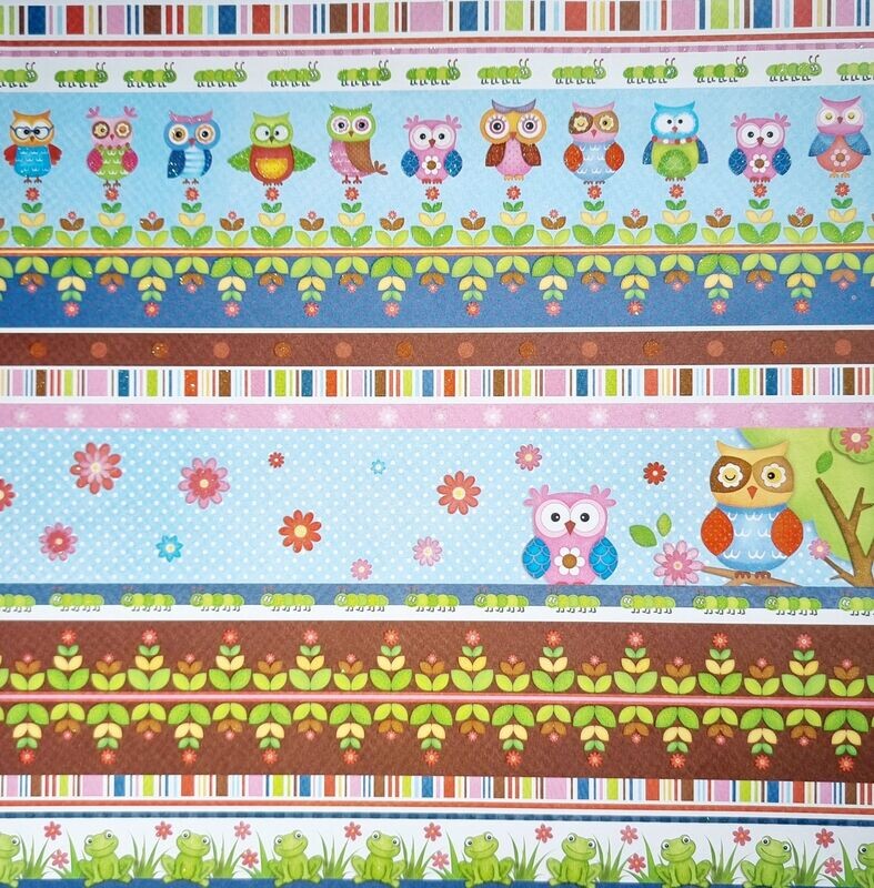 Scrapbook Papier kleine Eulen mit Glimmer Scrapbook Papier kleine Eulen mit Glimmer