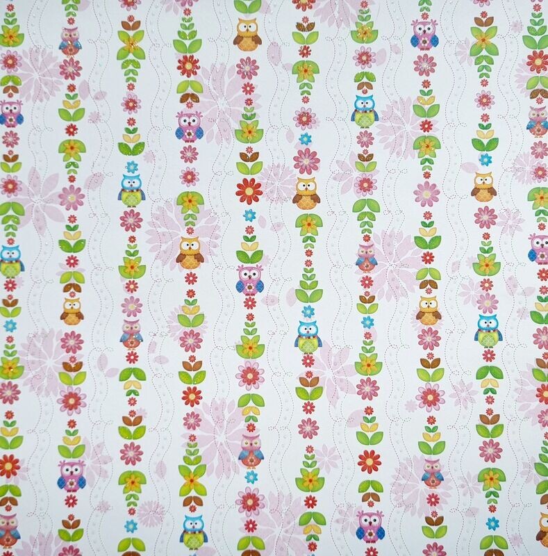 Scrapbook Papier kleine Eulen mit Glimmer Scrapbook Papier kleine Eulen mit Glimmer