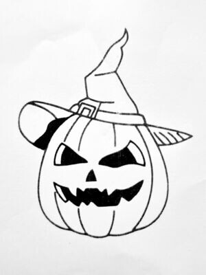 Stempel Halloween Kürbis mit Hut