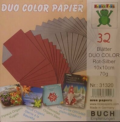 Faltpapier Duo Color Papier Rot - Silber