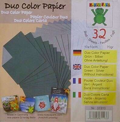 Faltpapier Duo Color Papier Grün - Silber