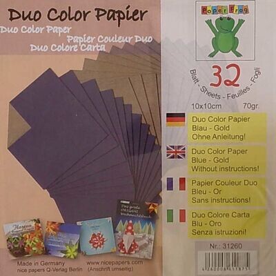 Faltpapier Duo Color Papier Blau- Gold