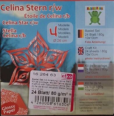 Faltpapier Celina Stern rot / weiss