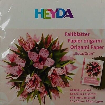 Faltblätter Origami "Rosa / Grün"