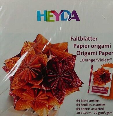 Faltblätter Origami " Orange / Violett "