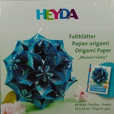 Faltblätter Origami "Blumen türkis"