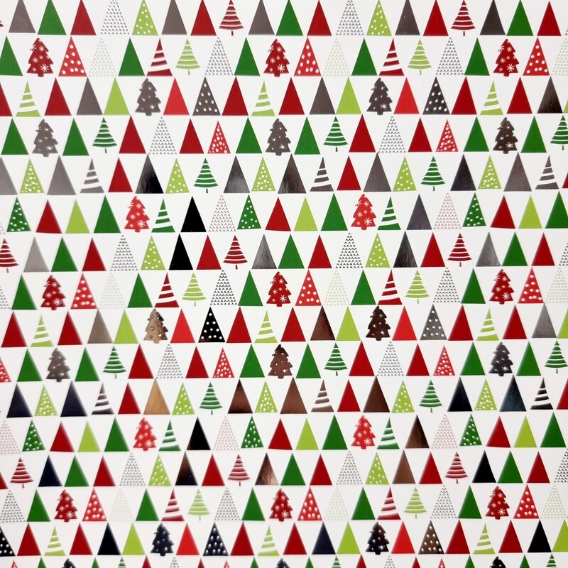Motivpapier grün rot mit silbernen Tannen Motivpapier grün rot mit silbernen Tannen