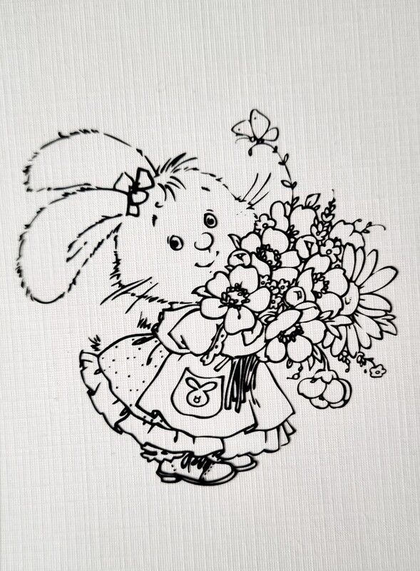 Stempel Hase mit Blumenstrauß