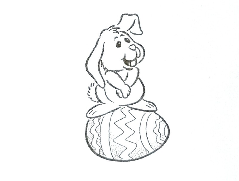 Stempel Hase auf dem Osterei