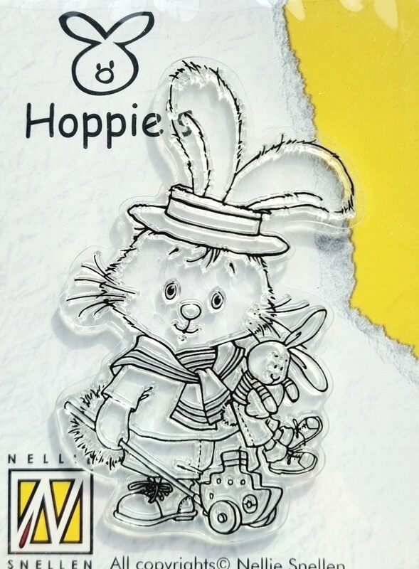 Stempel Hasenjunge mit Kuscheltier