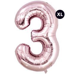 XL Folienballon 86 cm Zahl 3 rosegold