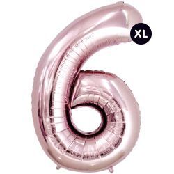XL Folienballon 86 cm Zahl 6 rosegold