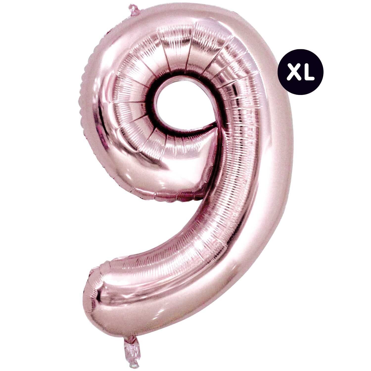 XL Folienballon 86 cm Zahl 9 rosegold