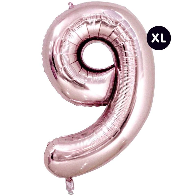 XL Folienballon 86 cm Zahl 9 rosegold