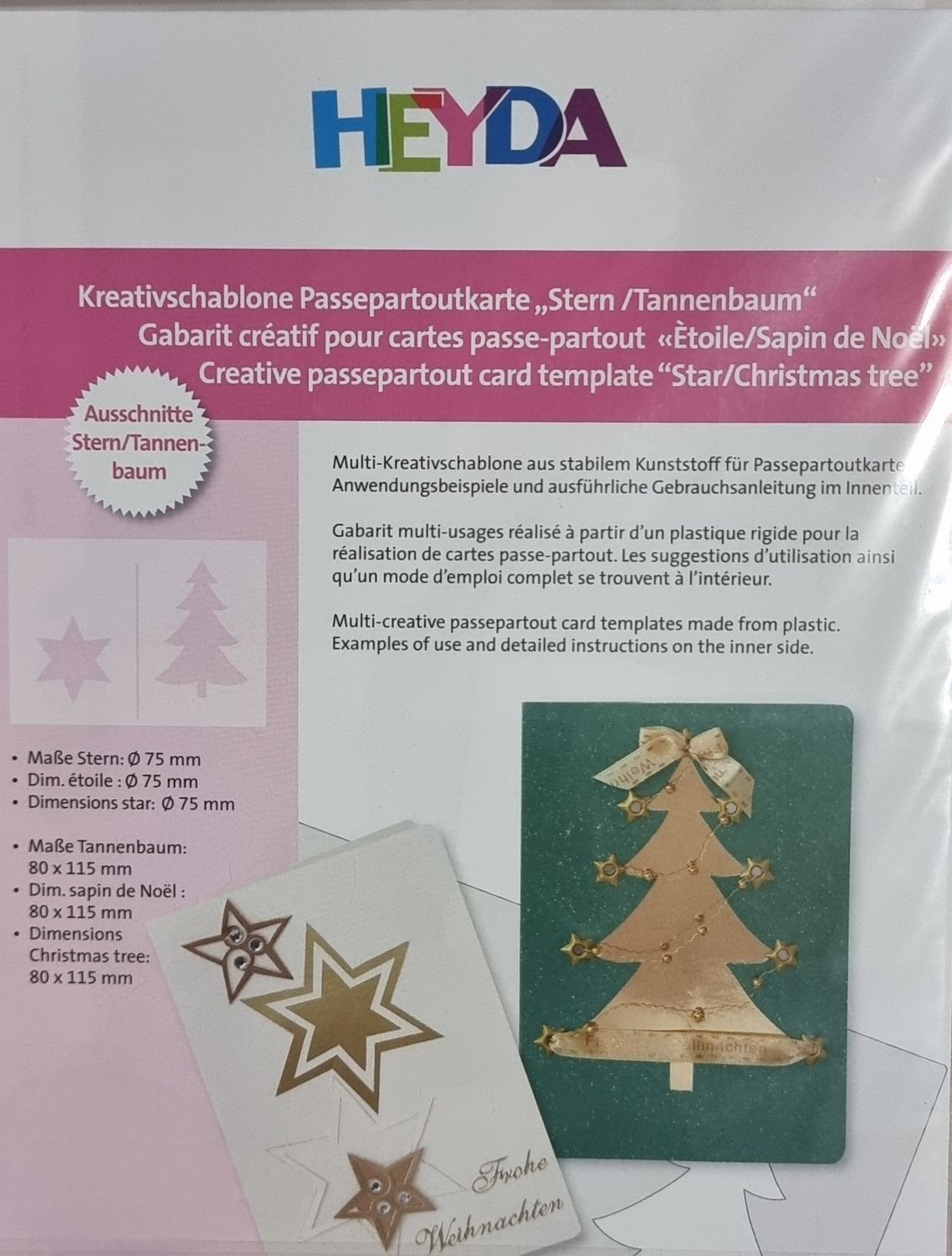 Schablone Passpartoutkarte Stern/Tannenbaum