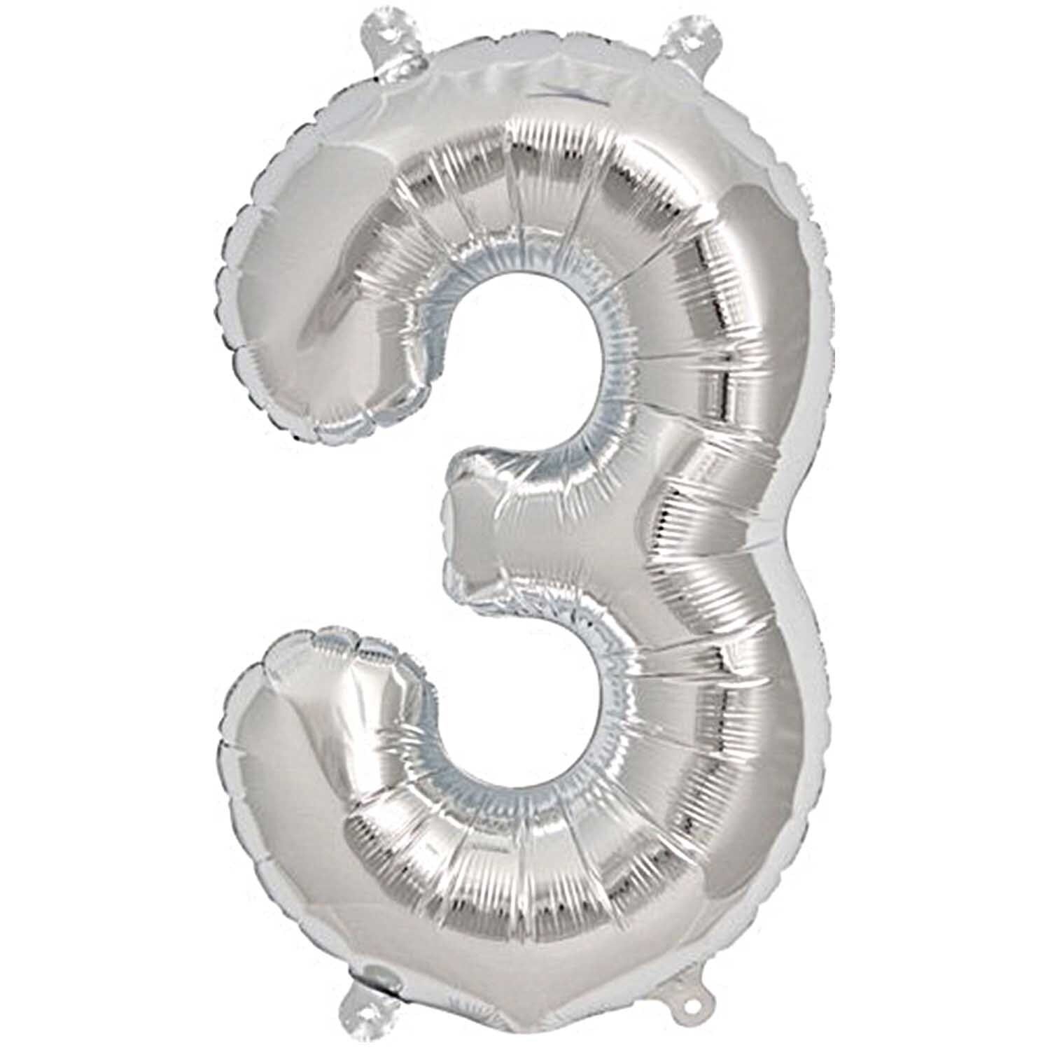 Folienballon silber Zahl 3