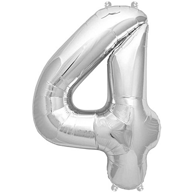 Folienballon silber Zahl 4 Folienballon silber Zahl 4