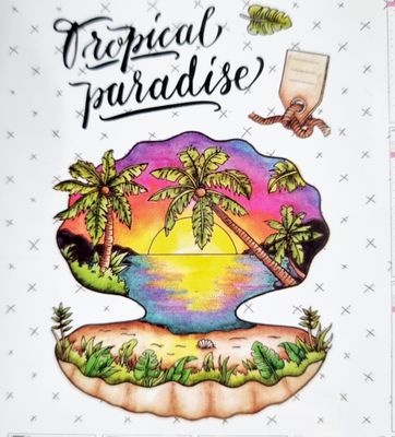 Tropical Paradise 4 teiliges Stempelset