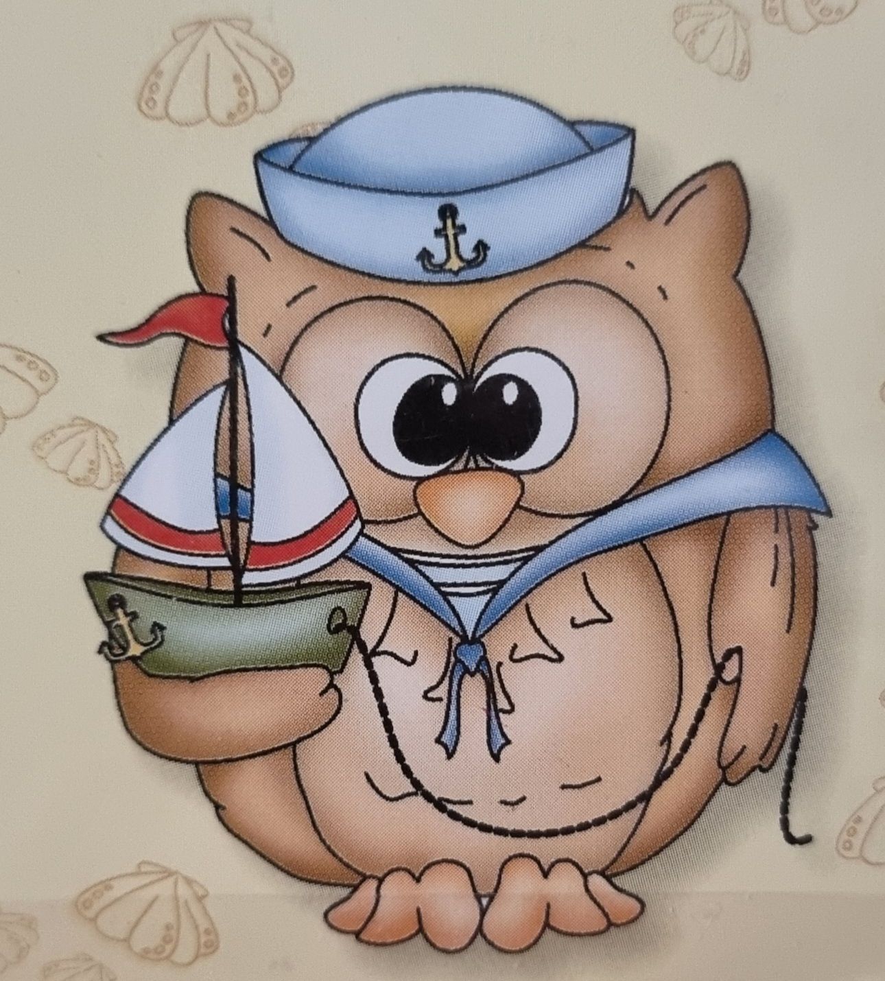 Eule mit Seegelbot Stempel