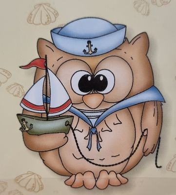 Eule mit Seegelbot Stempel