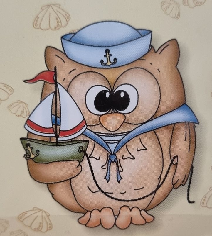 Eule mit Seegelbot Stempel