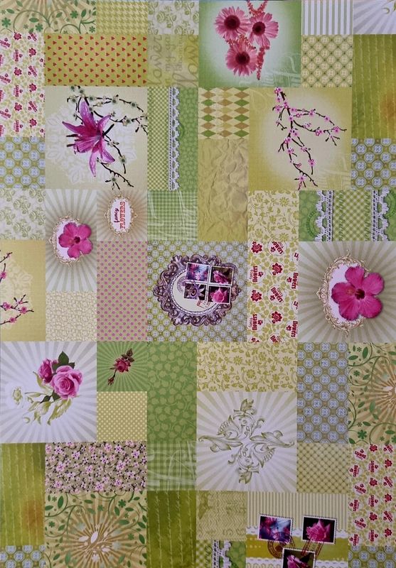 Flowers grün Designpapier DinA4 Flowers grün Designpapier DinA4