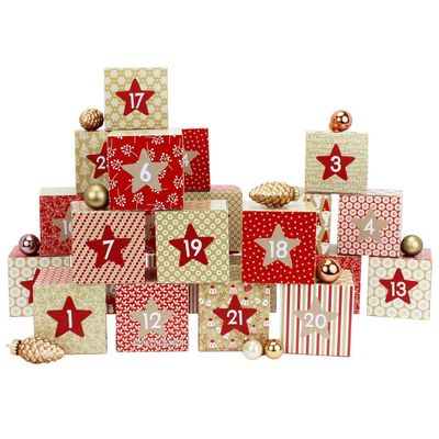 Adventskalender Schachteln zum befüllen rot - beige Adventskalender Schachteln zum befüllen rot - beige