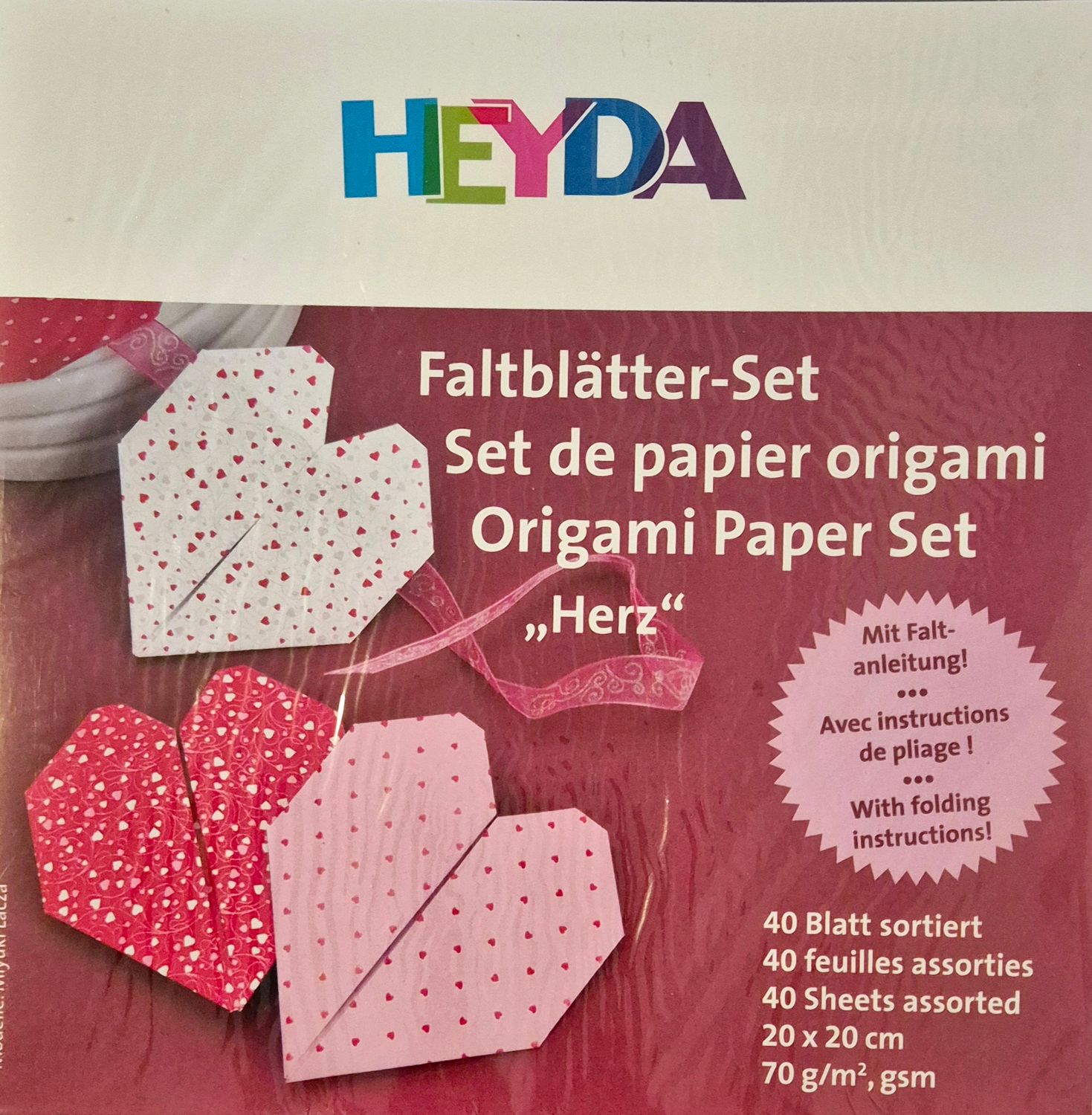 Faltblätter Origami Herz mit Anleitung