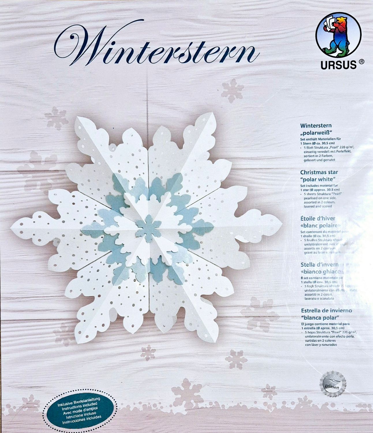 Bastelset Winterstern Polarweiß mit Anleitung