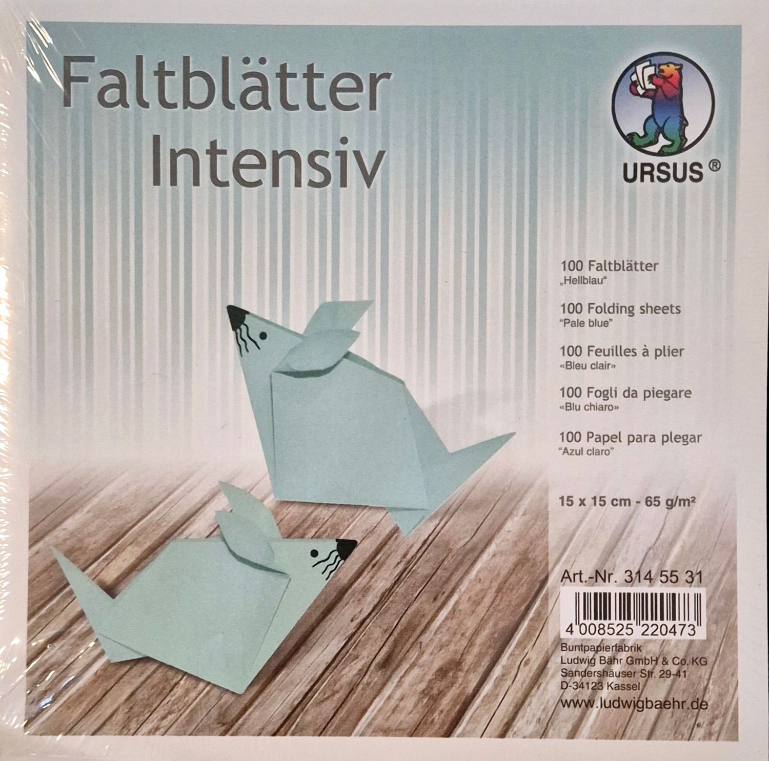Faltblätter Hellblau 15 x15