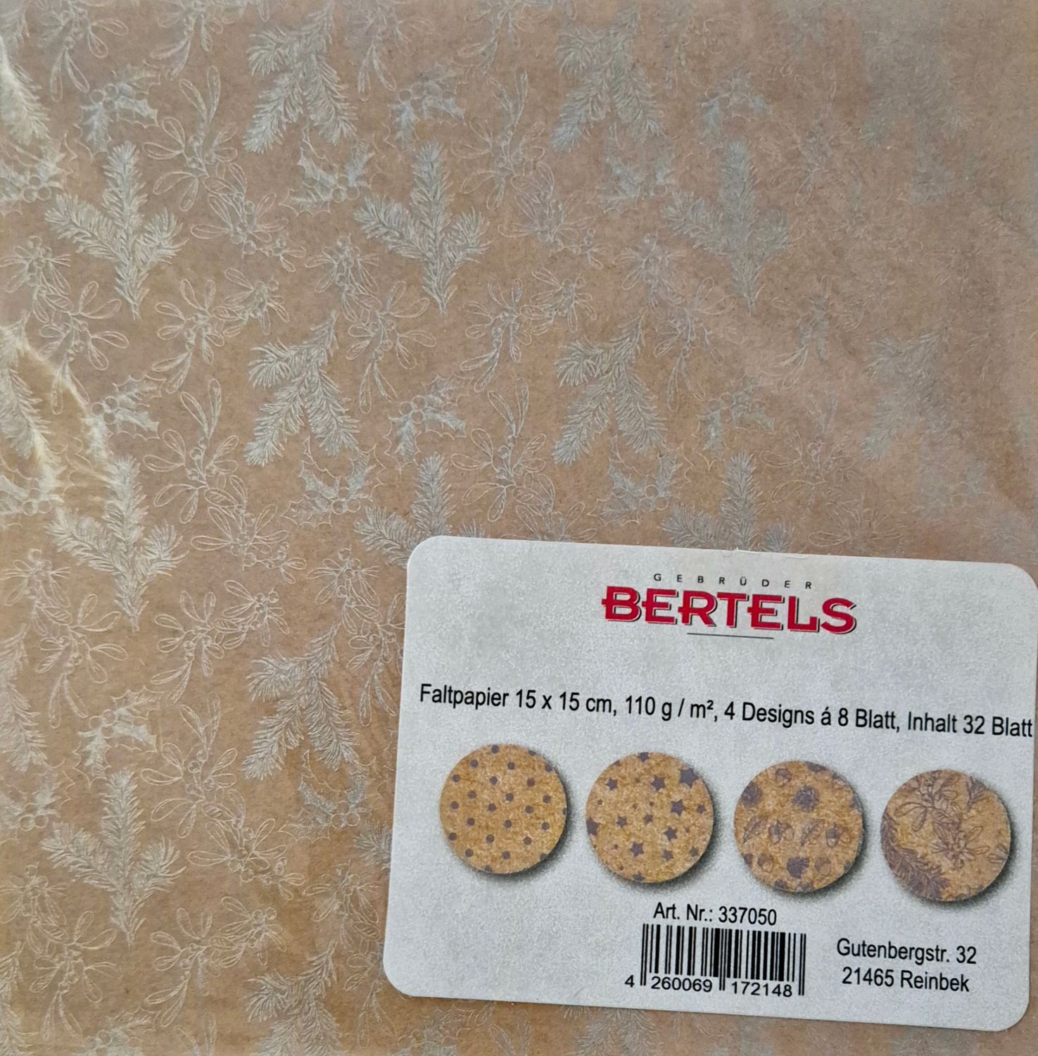 Faltpapier Kraft mit Silber 32 Blatt